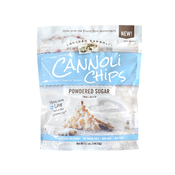 Powdered Sugar Cannoli Chips - Golden Cannoli Shells Company